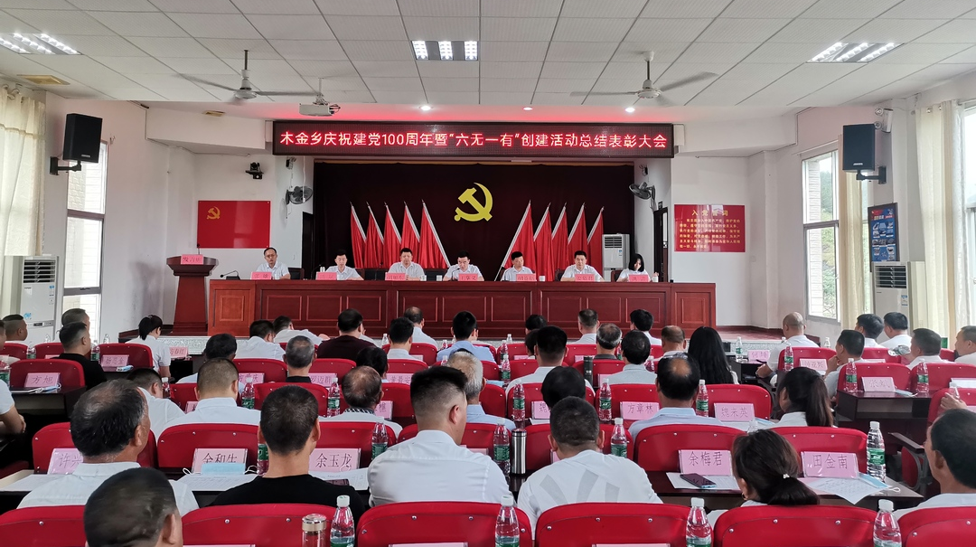 百年芳华耀初心，奋楫扬帆再出发 ——木金乡召开庆祝建党100周年暨“六无一有”创建活动总结表彰大会