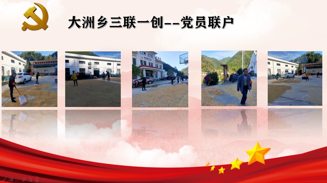 晒亮丰收，那一抹党员红