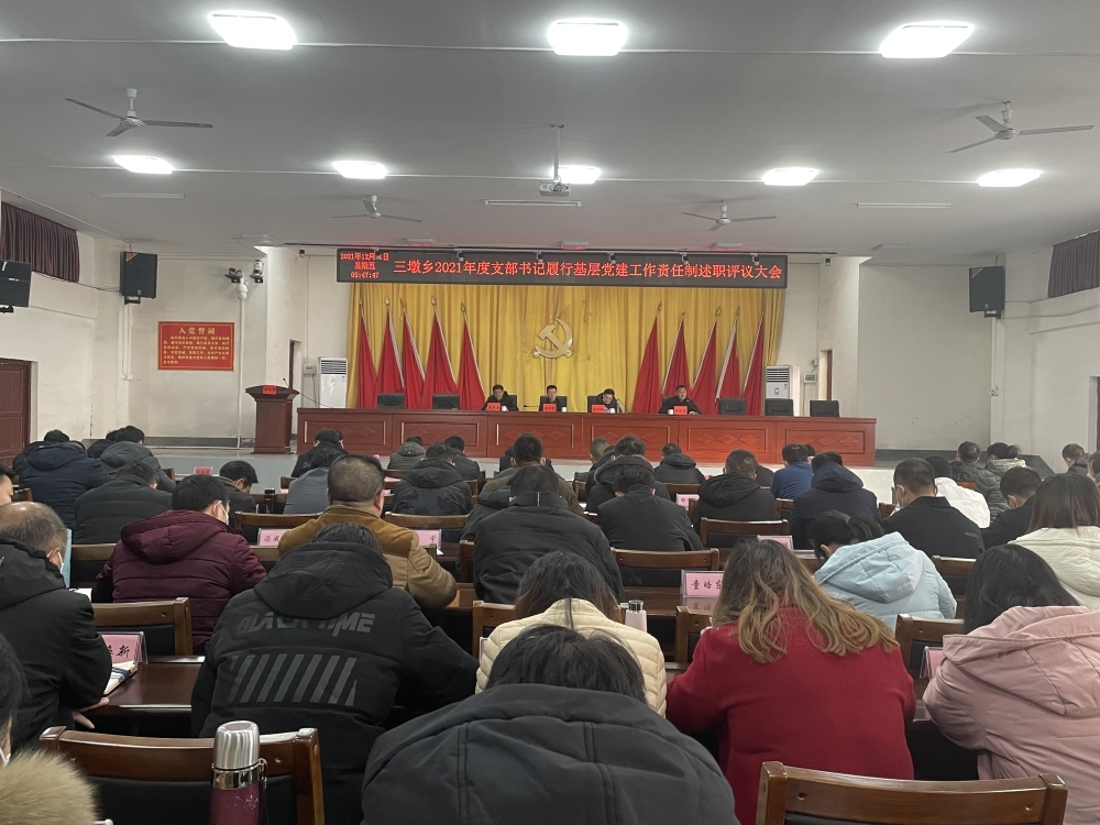 述职评议“晒答卷”，砥砺奋进新征程——三墩乡召开2021年度支部书记履行基层党建工作责任制述职评议会
