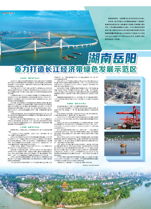 湖南岳阳 奋力打造长江经济带绿色发展示范区