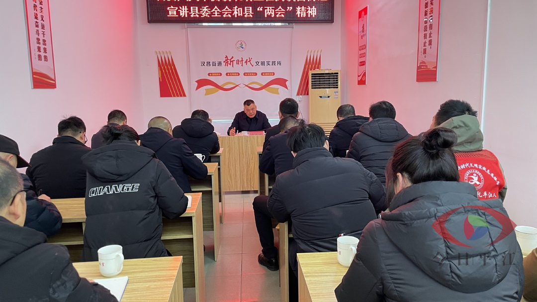 凌晓明到汉昌街道上专题党课并宣讲县委全会、县两会精神