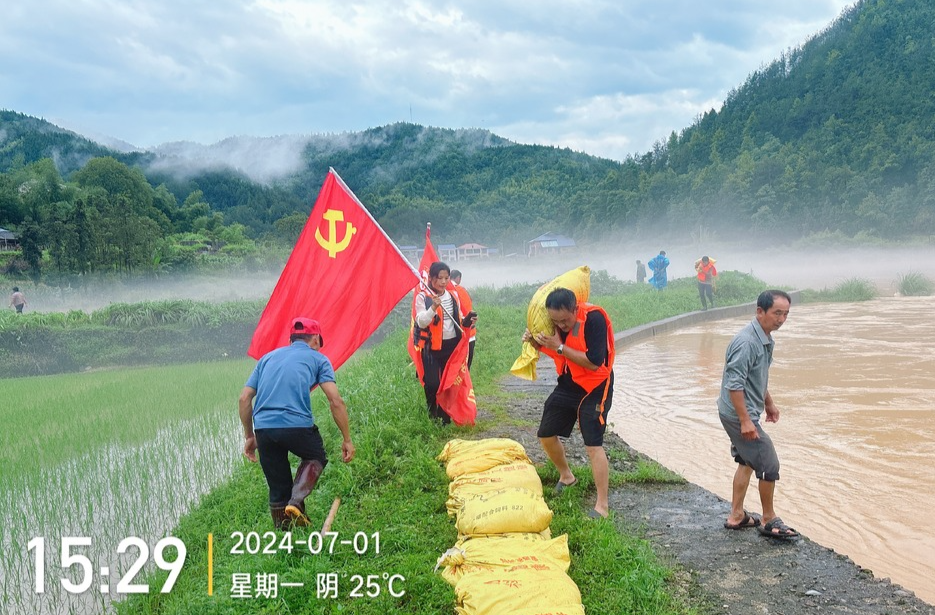龙门镇三十都村：让党旗在暴雨中飘扬