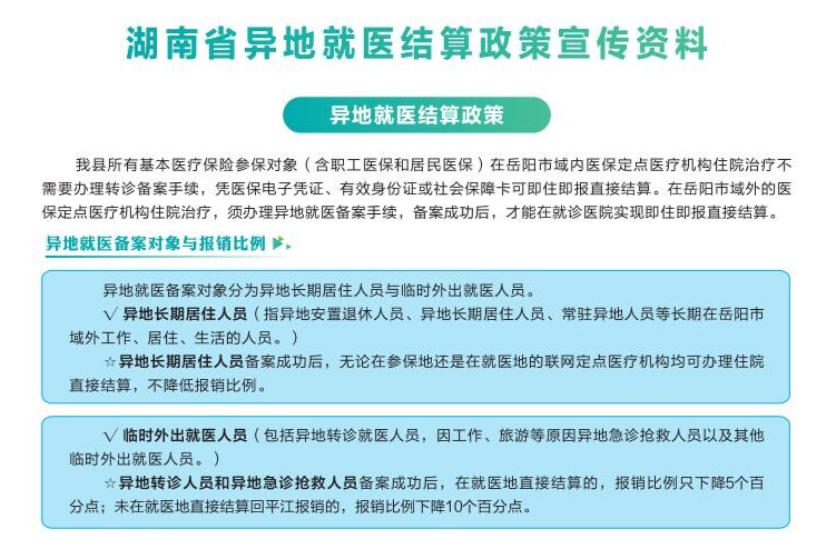 湖南省异地就医结算政策宣传资料