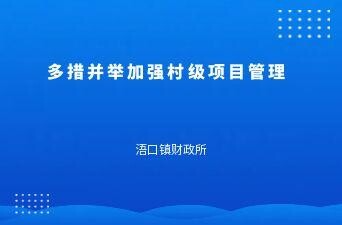 浯口镇财政所：多措并举加强村级项目管理