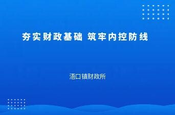 浯口镇财政所：夯实财政基础 筑牢内控防线
